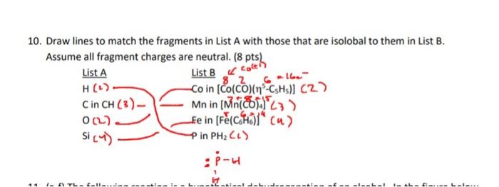 List B Coles 6 L 10 Draw Lines To Match The Fragments In List A With Those That Are Isolobal To Them In List B Assume 1