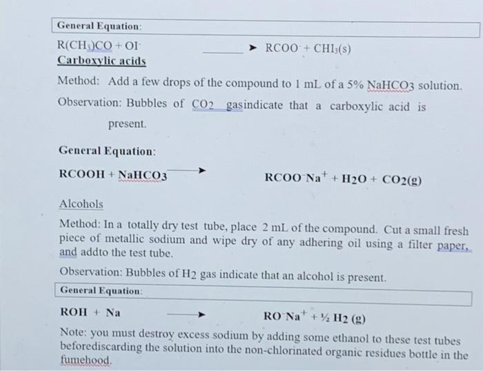 567 10 11 12 13 14 15 16 Section Ii Functional Group Tests Additional Safety Notes Do All Tests In The Fumchood Don T 5