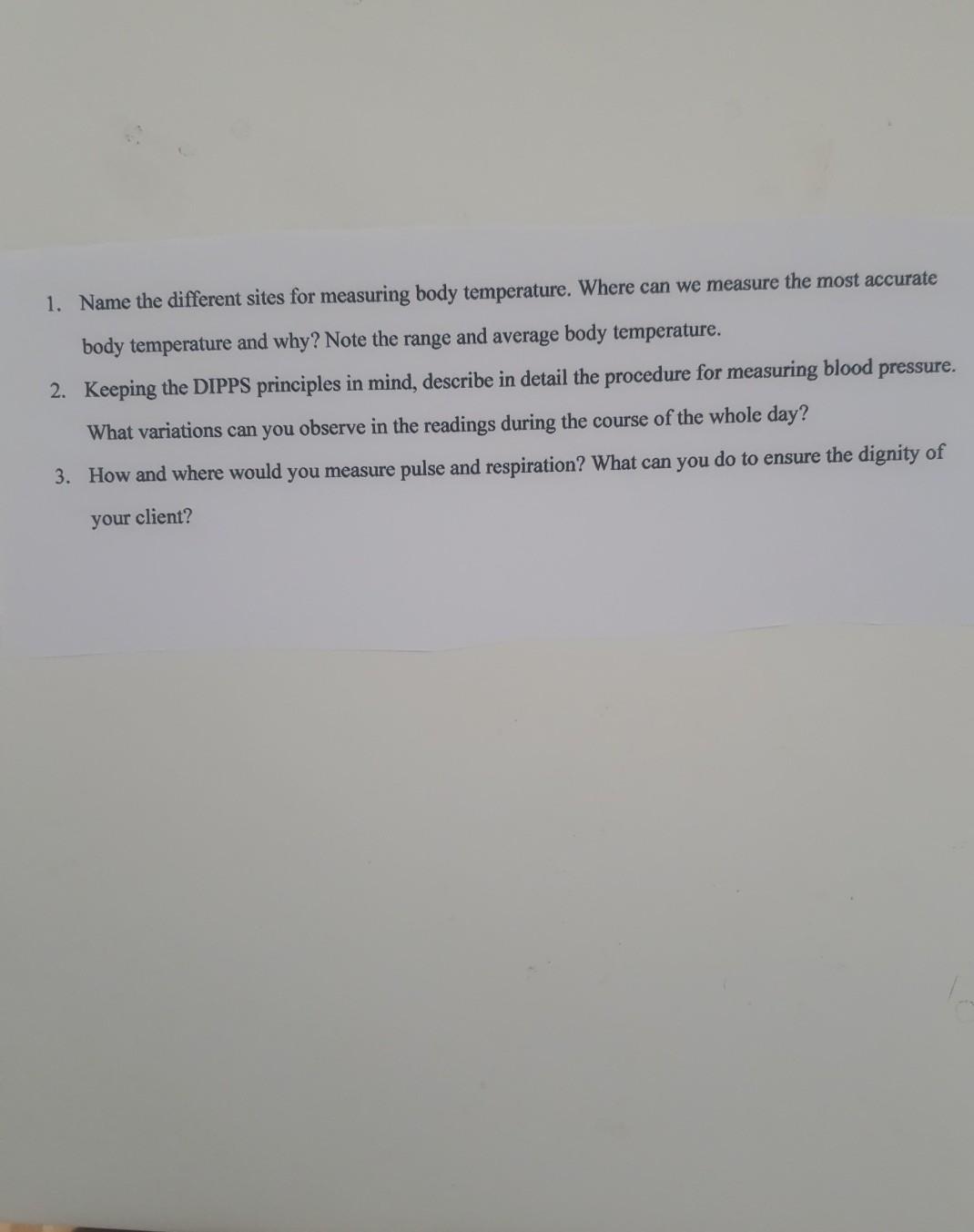 1 Name The Different Sites For Measuring Body Temperature Where Can We Measure The Most Accurate Body Temperature And 1