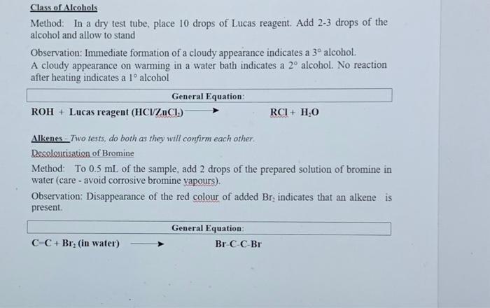 Section Ii Functional Group Tests Additional Safety Notes Do All Tests In The Fumehood Don T Get 2 4 Dinitrophenylhydr 5