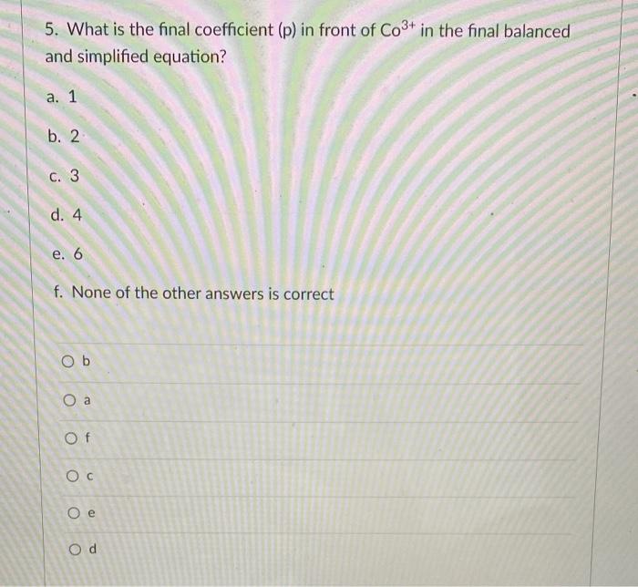 4 For Questions 4 6 Balance The Following Oxidation Reduction Reaction Occurring In Acid Solution Given In Unbalanced 2