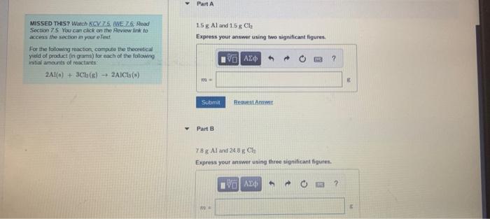 Part A 15g Aland 15cly Express Your Answer Using Two Significant Figures Missed This Warch Kcv75 We 26 Road Section 75 1