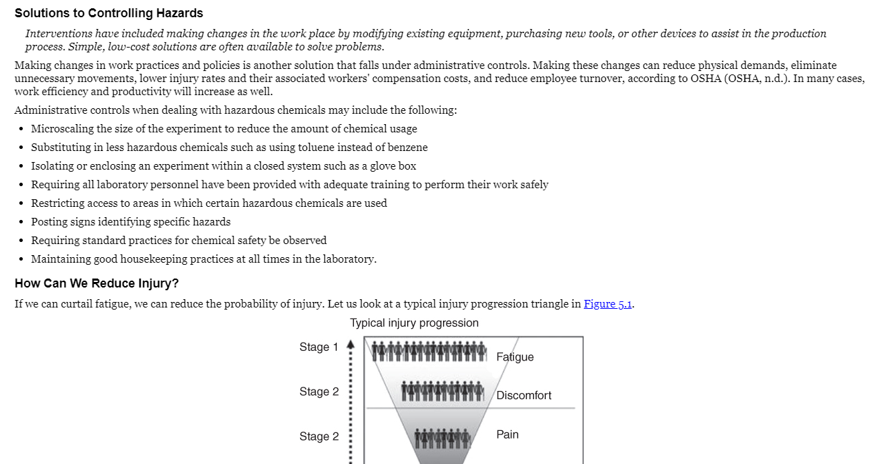 Using Table 5 1 Of The Textbook List And Explain All Five Areas Of The Hierarchy Of Controls In Your Opinion Which Is 1