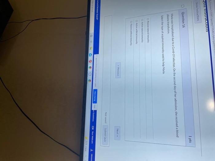 Becouse 0911106465 Take Que Ruizmisur Ucliotis Show Instructions 1 Pts Question 16 Maria Was Hospitalized Due To A Covid 1