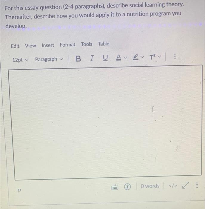 For This Essay Question 2 4 Paragraphs Describe Social Learning Theory Thereafter Describe How You Would Apply It T 1