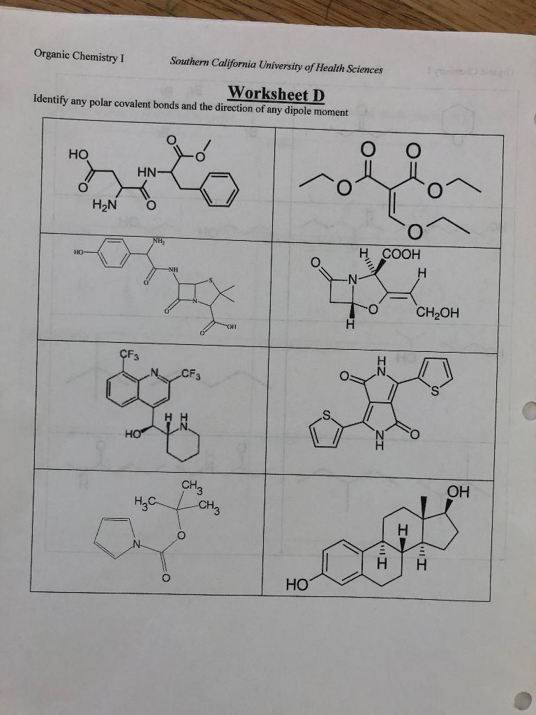 Help Identifying Any Polar Covalent Bonds And The Direction Of Any Dipole Moment 1