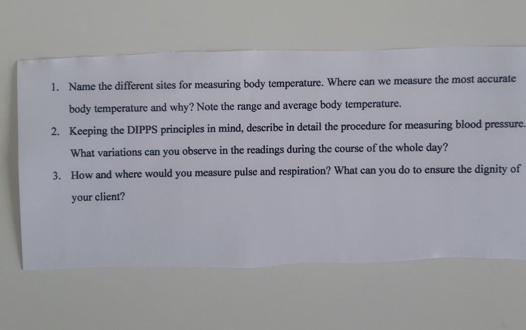 1 Name The Different Sites For Measuring Body Temperature Where Can We Measure The Most Accurate Body Temperature And 1