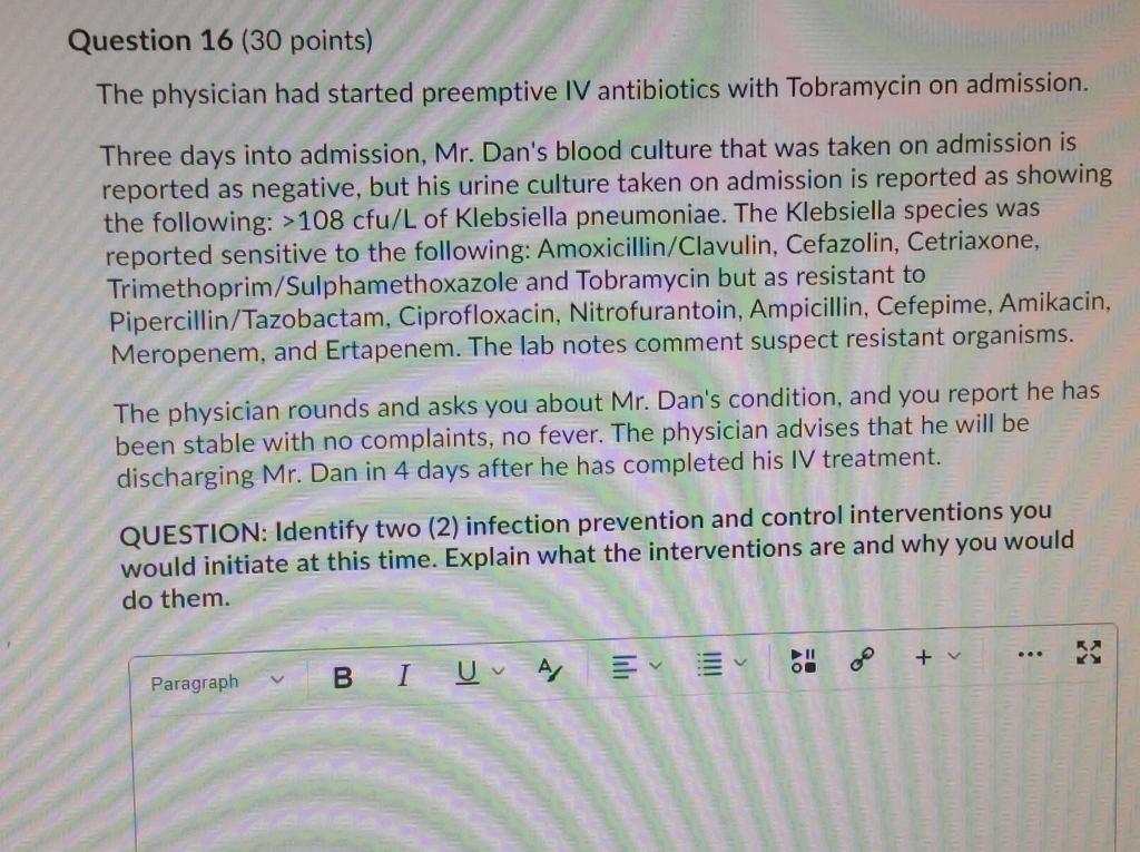 15 16 Please Answer All Questions For This Case Study Please Answer Related To Infection Prevention And Control Pleas 2