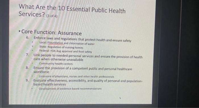 What Are The 10 Essential Public Health Services 4 Of 4 All Three Core Functions 10 Research For New Insights And In 3