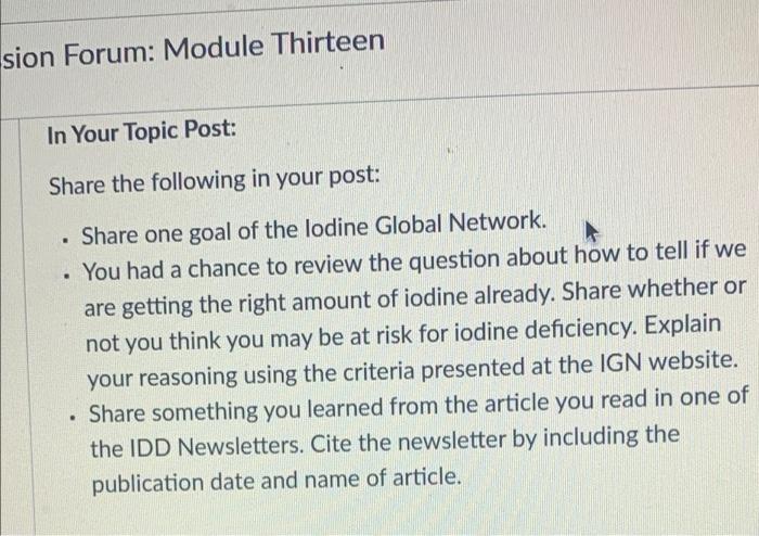 Sion Forum Module Thirteen In Your Topic Post Share The Following In Your Post Share One Goal Of The Lodine Global 1