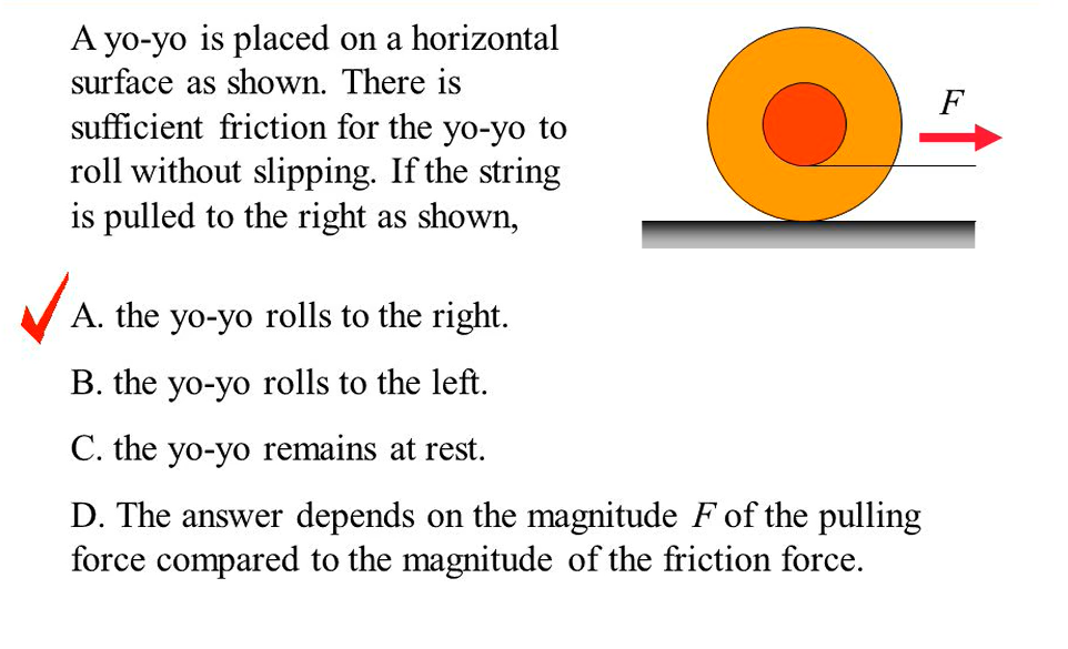 A Yo Yo Is Placed On A Horizontal Surface As Shown There Is Sufficient Friction For The Yo Yo To Roll Without Slipping 1