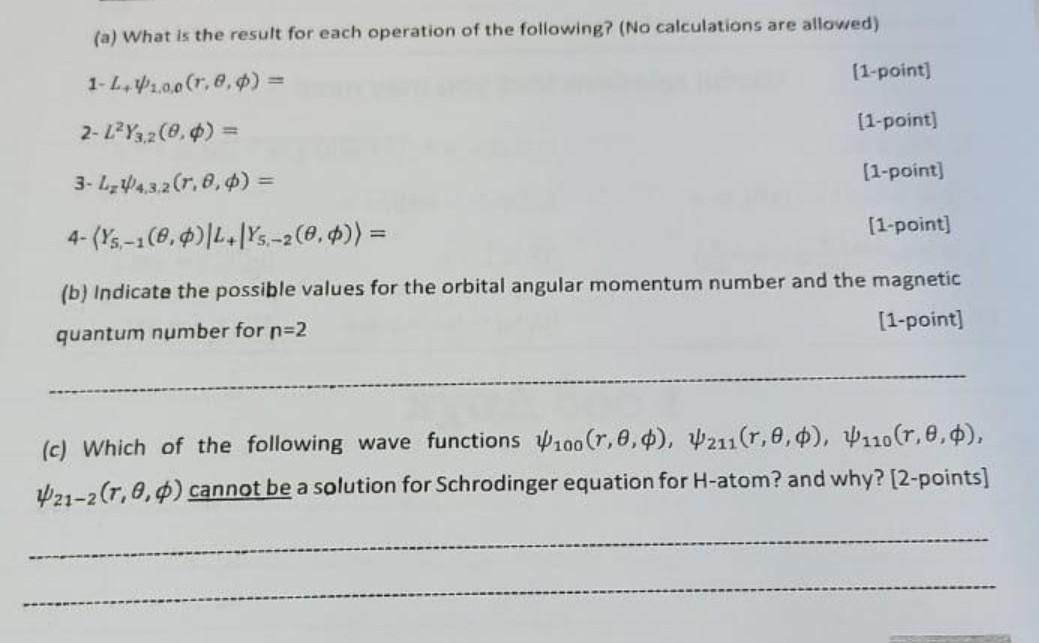 A What Is The Result For Each Operation Of The Following No Calculations Are Allowed 1 L 10 0 1 0 0 1 Point 2 1