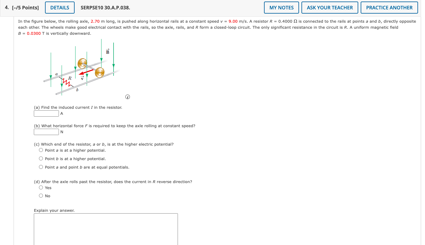 4 5 Points Details Serpse10 30 A P 038 My Notes Ask Your Teacher Practice Another In The Figure Below The Rolling 1
