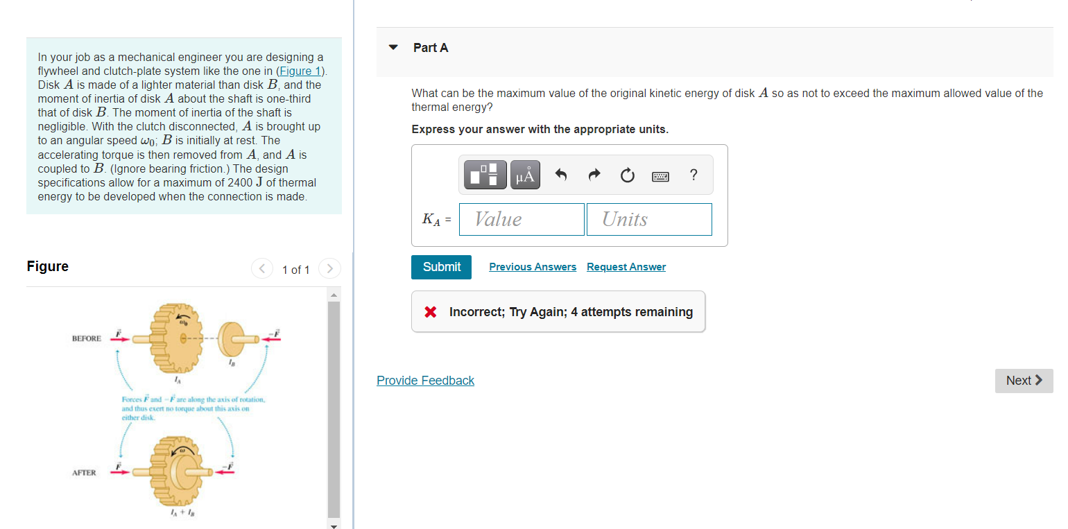 What Can Be The Maximum Value Of The Original Kinetic Energy Of Disk Aa So As Not To Exceed The Maximum Allowed Value Of 1