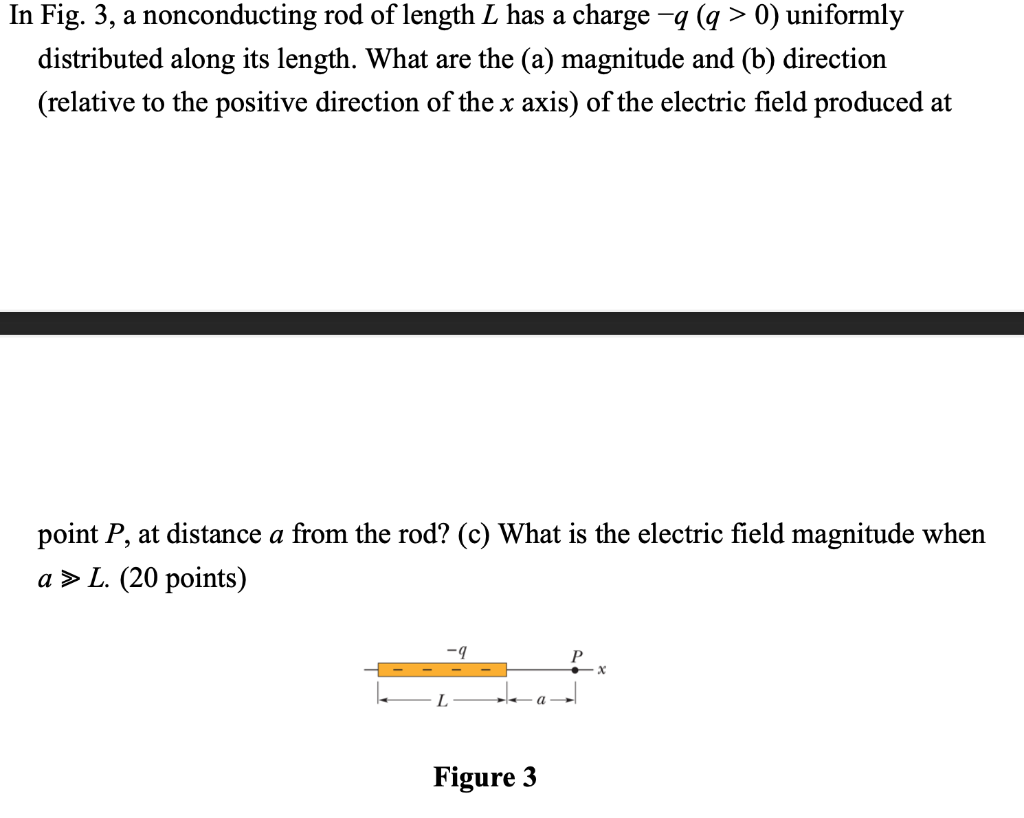 In Fig 3 A Nonconducting Rod Of Length L Has A Charge Q Q 0 Uniformly Distributed Along Its Length What Are The 1