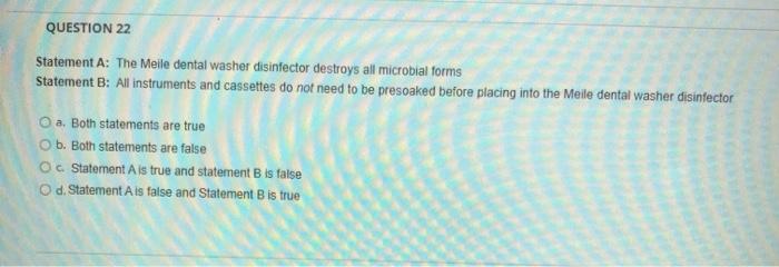 Question 6 All Of The Following Are Steps To Clean And Disinfect The Dental Unit Area Except One Which Is The One Except 2