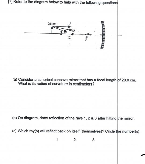 17 Refer To The Diagram Below To Help With The Following Questions Object Multim A Consider A Spherical Concave Mirr 1