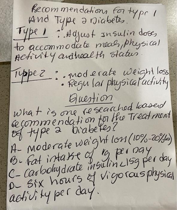 Becommendations For Type And Type A Diabetes Type I Adjust Insulin Doses To Accommodate Meal Physical Activity And 1