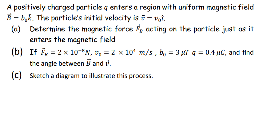 A Positively Charged Particle Q Enters A Region With Uniform Magnetic Field B Bok The Particle S Initial Velocity 1