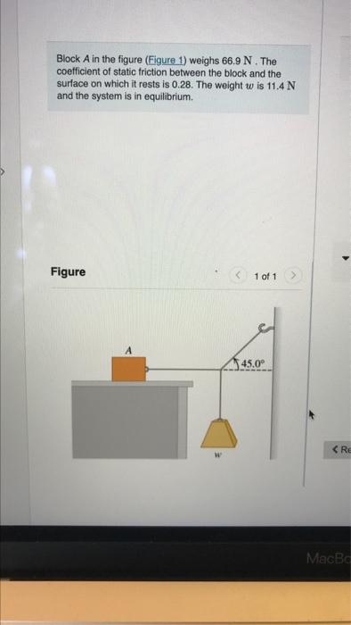 Block A In The Figure Figure 1 Weighs 66 9 N The Coefficient Of Static Friction Between The Block And The Surface On 1