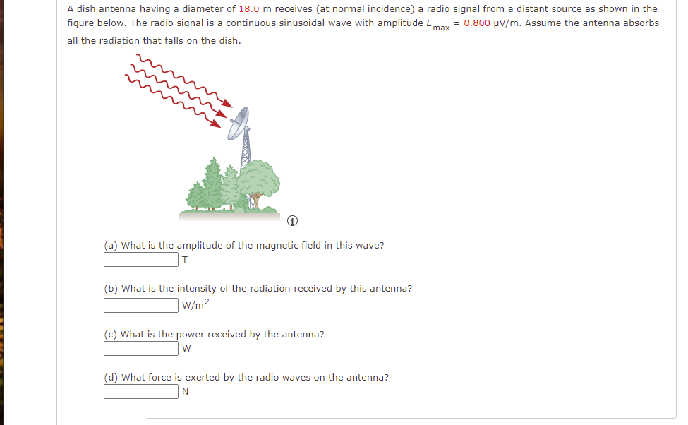 A Dish Antenna Having A Diameter Of 18 0 M Receives At Normal Incidence A Radio Signal From A Distant Source As Shown 1