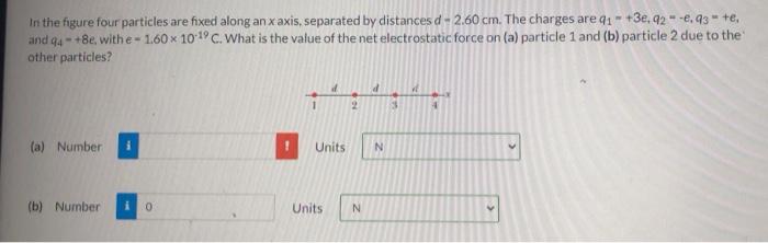 In The Figure Four Particles Are Fixed Along An X Axis Separated By Distances D 2 60 Cm The Charges Are Q1 38 92 1