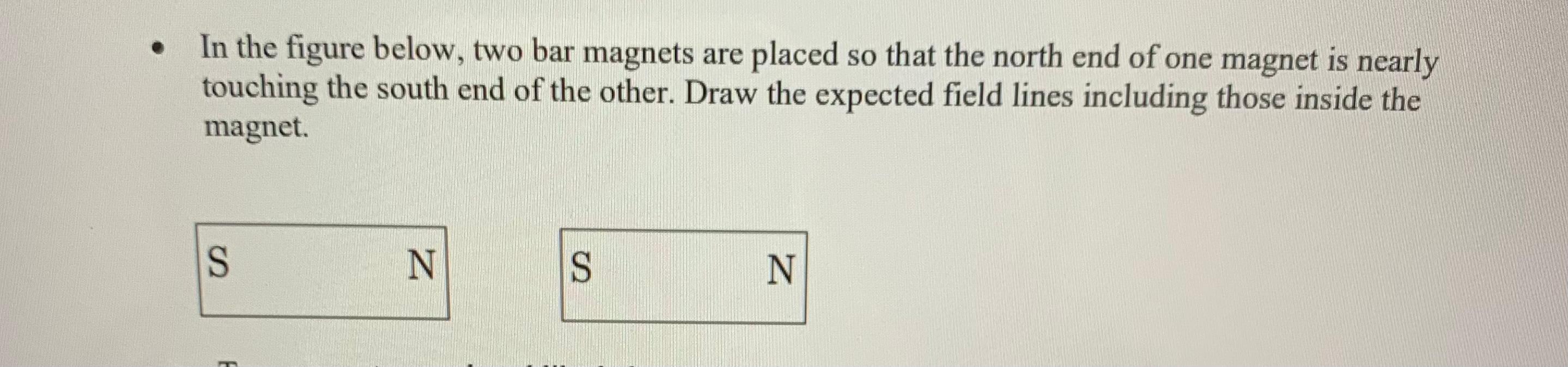 In The Figure Below Two Bar Magnets Are Placed So That The North End Of One Magnet Is Nearly Touching The South End Of 1