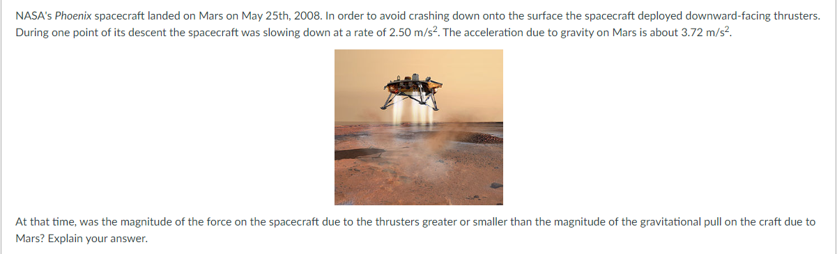 Nasa S Phoenix Spacecraft Landed On Mars On May 25th 2008 In Order To Avoid Crashing Down Onto The Surface The Spacecr 1