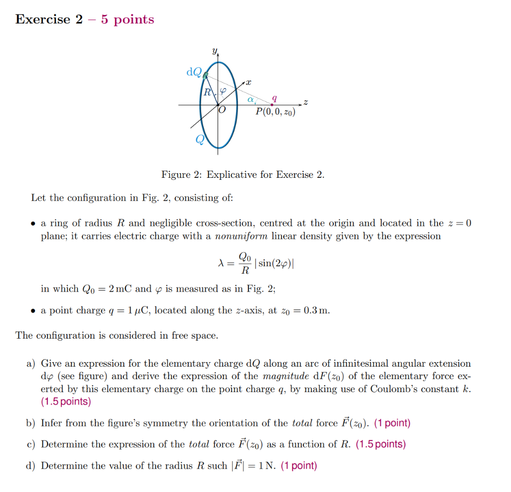 Exercise 2 5 Points Y Dq 2 Rs 0 9 P 0 0 Zo Figure 2 Explicative For Exercise 2 Let The Configuration In Fig 2 Co 1
