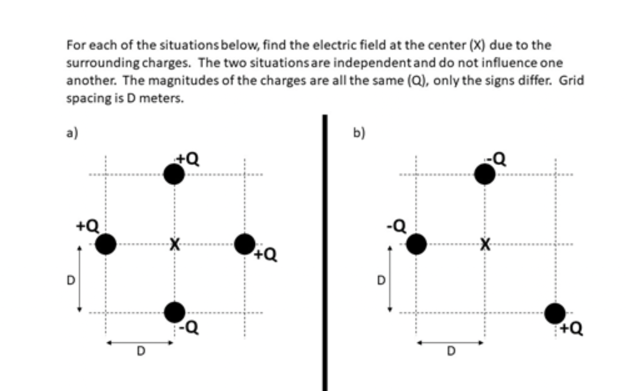 For Each Of The Situations Below Find The Electric Field At The Center X Due To The Surrounding Charges The Two Situ 1
