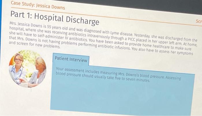 Case Study Jessica Downs Ser Part 1 Hospital Discharge Mrs Jessica Downs Is 55 Years Old And Was Diagnosed With Lyme 1
