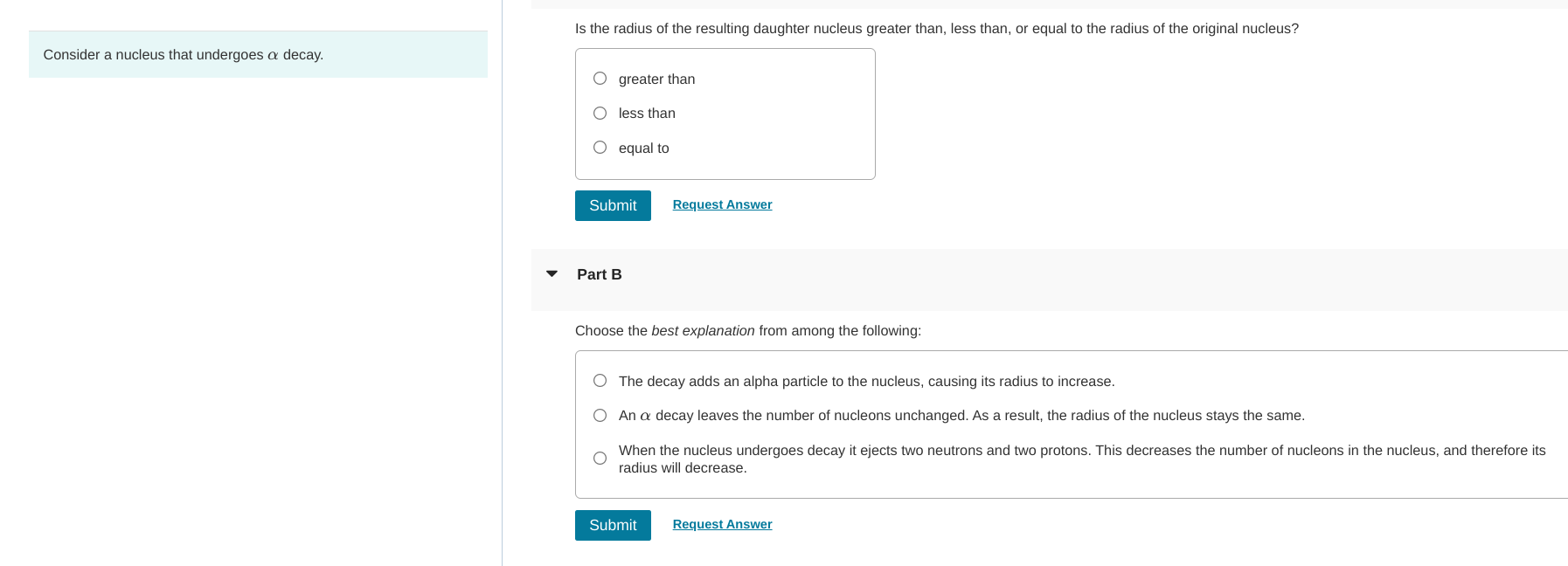 Is The Radius Of The Resulting Daughter Nucleus Greater Than Less Than Or Equal To The Radius Of The Original Nucleus 1