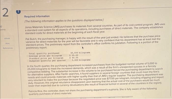 2 0 Boints Ebook Print References Required Information The Following Information Applies To The Questions Displayed B 1