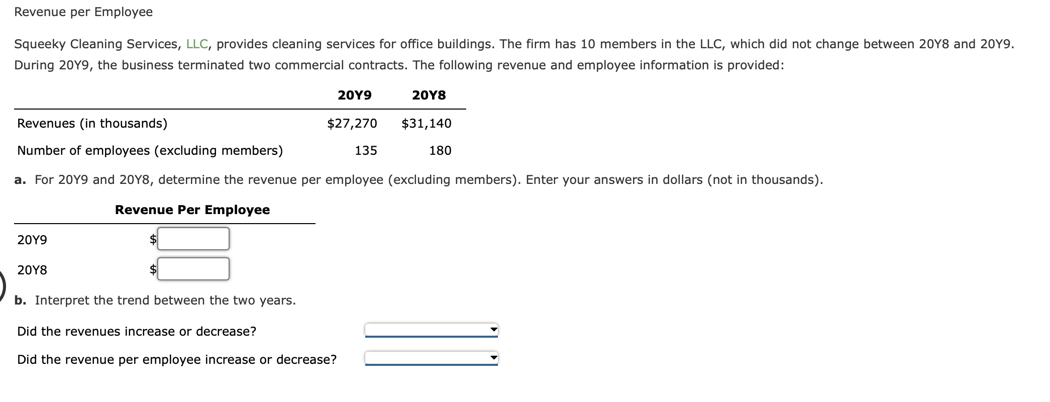 Revenue Per Employee Squeeky Cleaning Services Llc Provides Cleaning Services For Office Buildings The Firm Has 10 Me 1