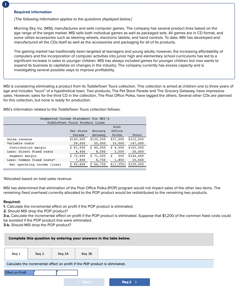 Required Information The Following Information Applies To The Questions Displayed Below Morning Sky Inc Msi Manu 1