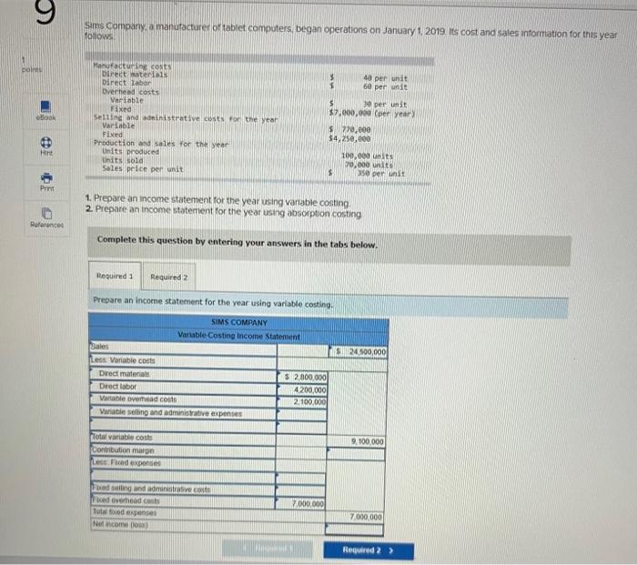Points Ebook Hirt Print References Sims Company A Manufacturer Of Tablet Computers Began Operations On January 1 2019 1