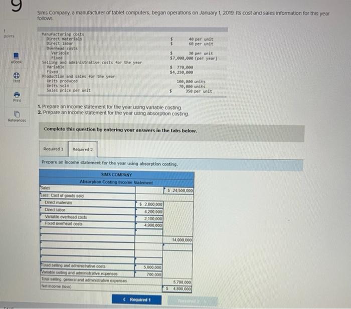 Points Ebook Hirt Print References Sims Company A Manufacturer Of Tablet Computers Began Operations On January 1 2019 2