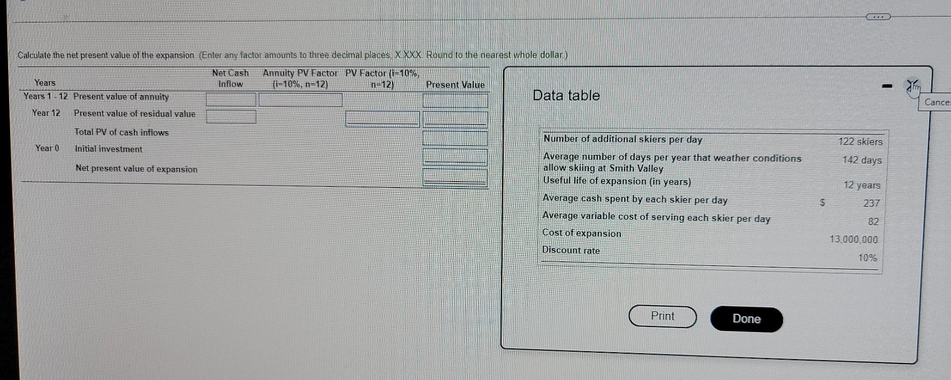 Calculate The Net Present Value Of The Expansion Enter Any Factor Amounts To Three Decimal Places X Xxx Round To The 1