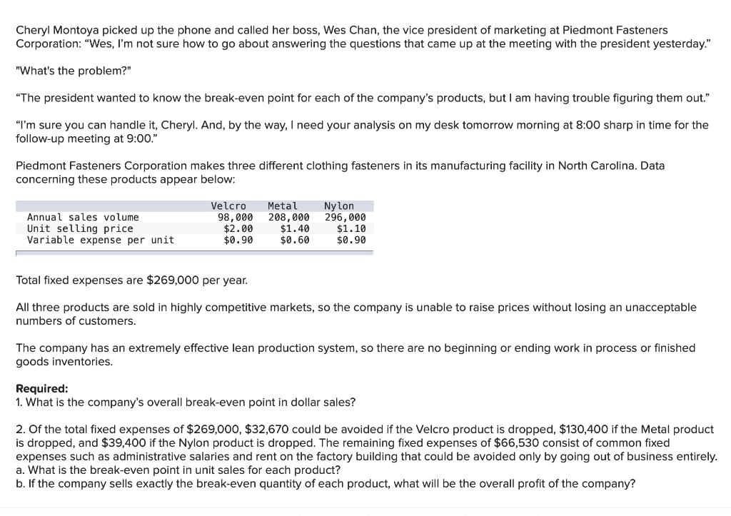 Cheryl Montoya Picked Up The Phone And Called Her Boss Wes Chan The Vice President Of Marketing At Piedmont Fasteners 1