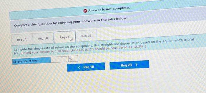 Exercise 12 13 Payback Period And Simple Rate Of Return Computations Lo12 1 Lo12 6 A Piece Of Labor Saving Equipment 3