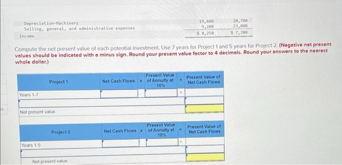 Exercise 24 14 Algo Net Present Value Of An Annuity Lo P3 Information For Two Alternative Projects Involving Machinery 2