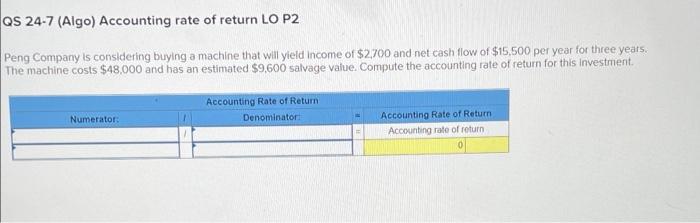 Qs 24 1 Algo Payback Period And Equal Cash Flows Lo P1 Park Company Is Considering An Investment Of 34 000 That Provi 3