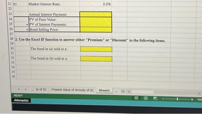 Bond Pricing Using Present Value Tables Using Excel S Multi Tab Cell Reference And Basic Math Functions Ruiz Company Iss 3