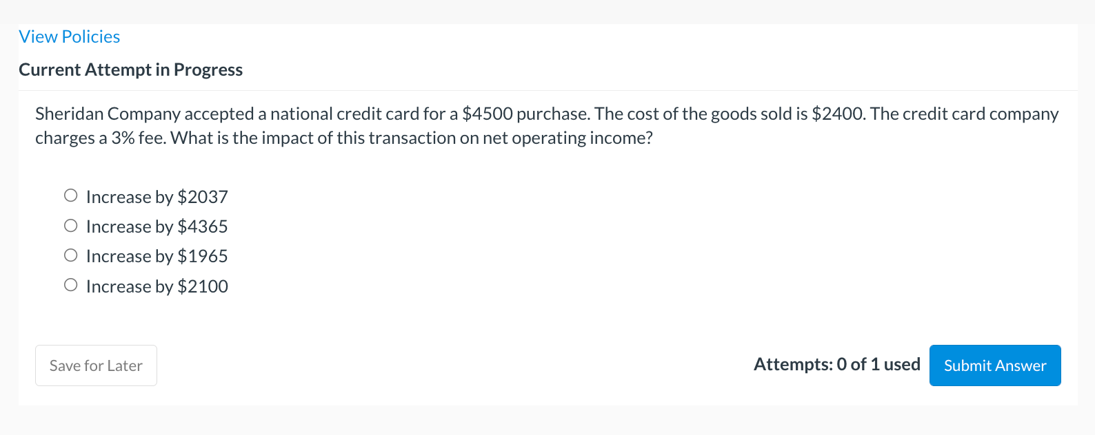 View Policies Current Attempt In Progress Sheridan Company Accepted A National Credit Card For A 4500 Purchase The Cos 1