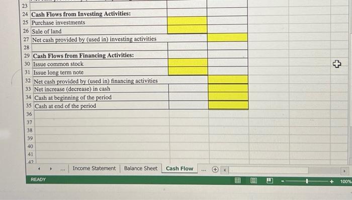 Preparing A Statement Of Cash Flows Using The Indirect Method Using Excel S Sum Function And Multi Tab References Innov 3