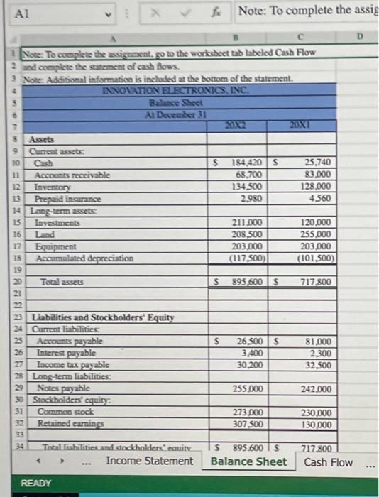 Innovation Electronics Inc Has Provided You With The Year End Income Statement Balance Sheet The Controller Has Asked 2