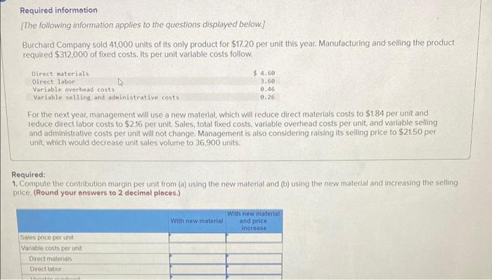 Required Information The Following Information Applies To The Questions Displayed Below Burchard Company Sold 41 000 1