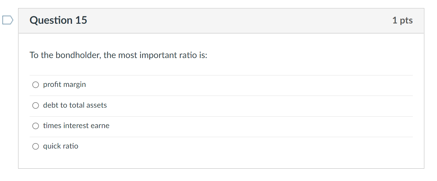 Question 13 To The Securities Analyst The Most Important Ratio Group Is O Debt Utilization O Liquidity O Profitability 2