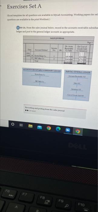 Exercises Set A Excel Templates For All Questions Are Available In Mylab Accounting Working Papers For Sel Questions A 1