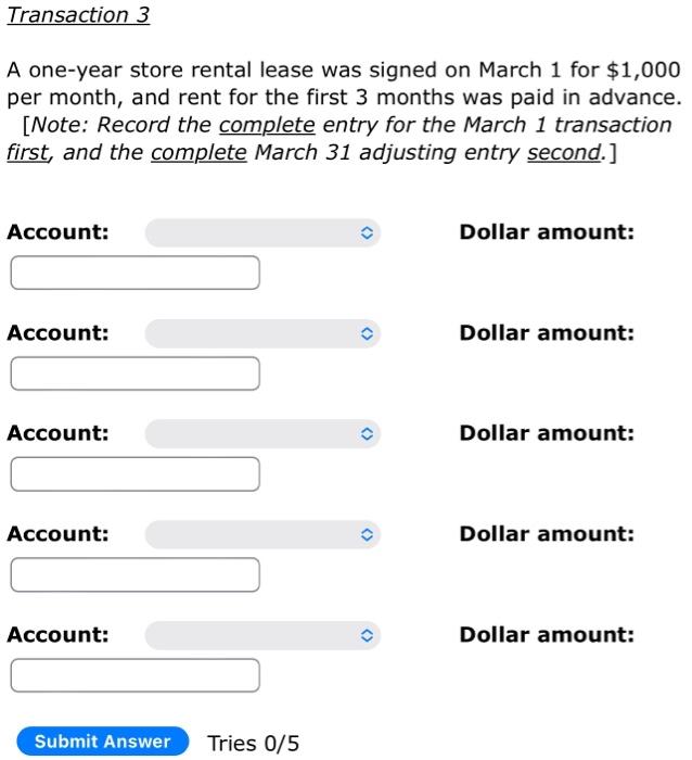 Transaction 1 On March 1 The Three Classmates Opened A Checking Account For The Wire At A Local Bank They Each Deposit 3
